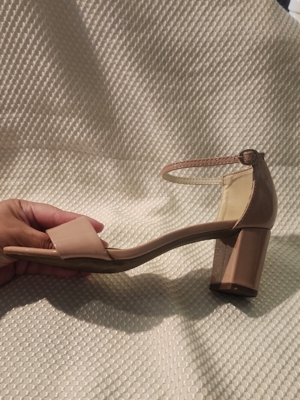 Anne Klein Blush Patent Ankle-Strap Block Heels - Picture 11 of 15